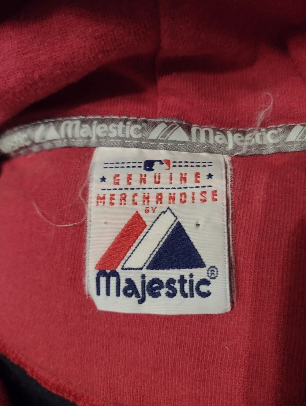 Vintage Majestic Atlanta Braves Hoodie Sweatshirt Men's L Blue Red MLB Baseball